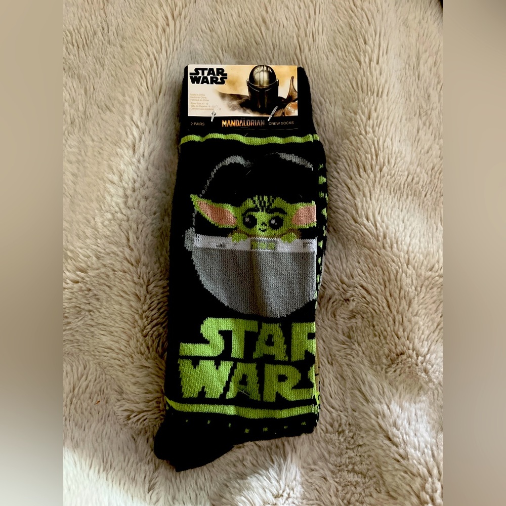 🌺 Star Wars Mandalorian, Baby Yoda 2 Pair Long Socks. ✨ NWT